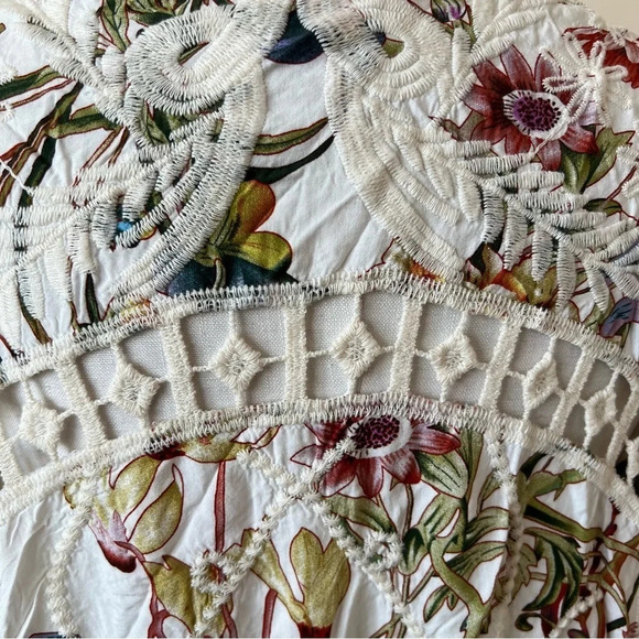 Nicole Miller floral embroidered woven open front kimono top 601 - Picture 8 of 10